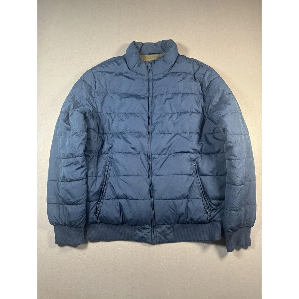 GAP Jacket Mens Large Blue Puffer Full Zip Insulated Winter Warm Quilted Coat